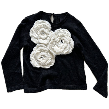 Tricot Comme Des Garcons AD2016 Mohair Blend Flower Applique LS Knit Top
