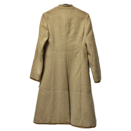 Prada Wool Leather Trim Mandarin Collar Buckle Belt Coat