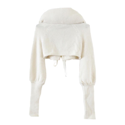 Valentino Cashmere Knit Puff Collar Tie Bolero Cardigan