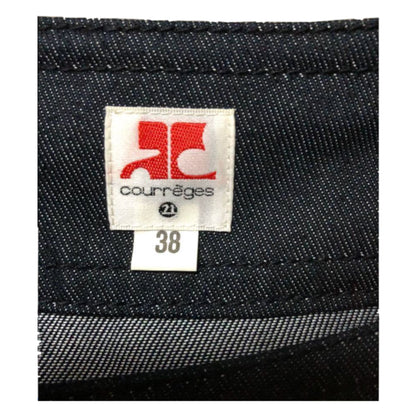 Courreges Denim Logo Embroidered Mini Skirt