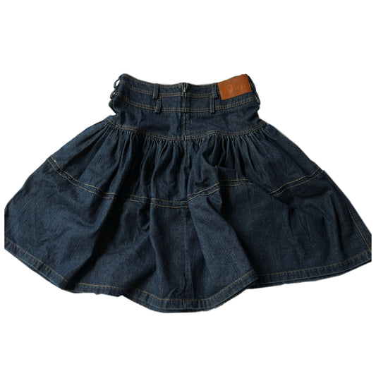 Christian Dior Denim High Waisted Tiered Skirt