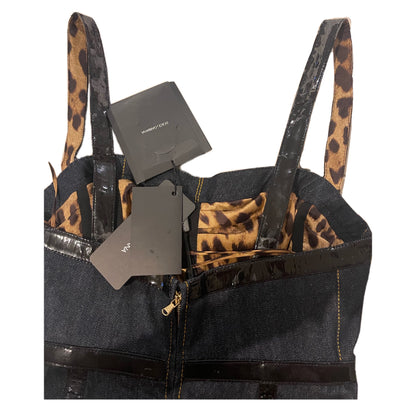 Dolce & Gabbana Denim Patent Leather Trimming Playsuit