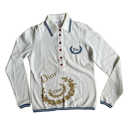 Christian Dior Logo Long Sleeve Polo