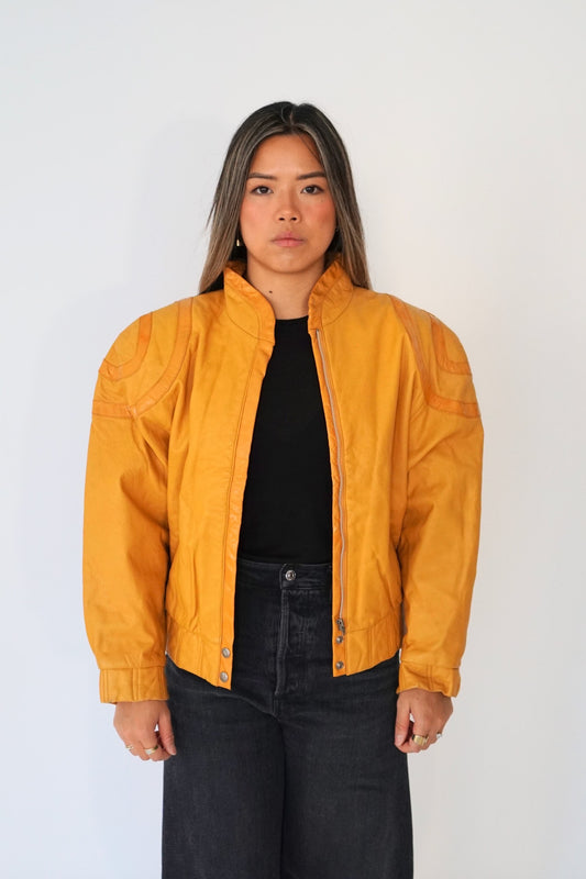Courreges Leather Bomber Jacket