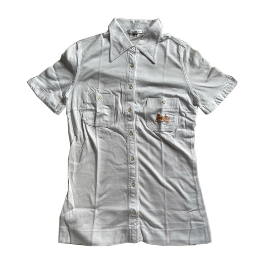 Celine Button Down Logo Pocket Short Sleeve Shirt