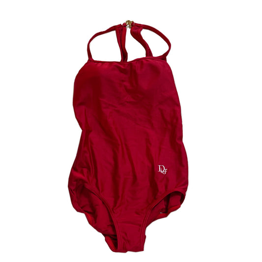 Christian Dior One Piece Logo Cut Out Back Swimsuit