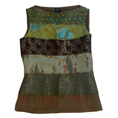 Jean Paul Gaultier Multi Print Stripe Boat Neck Sless Top