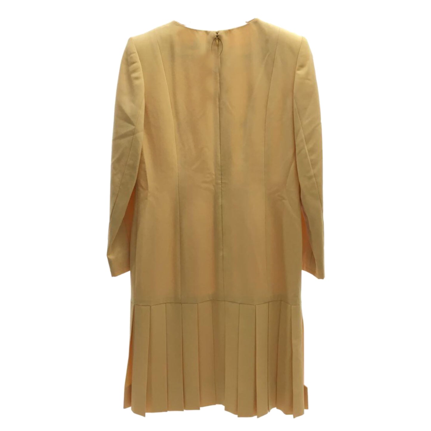 Givenchy Boutique Shoulder Pad Gold Button Drop Hem Pleat Skirt LS Blazer Dress