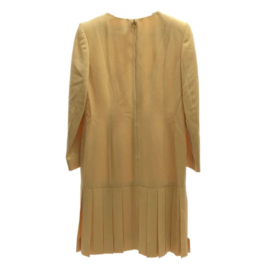 Givenchy Boutique Shoulder Pad Gold Button Drop Hem Pleat Skirt LS Blazer Dress