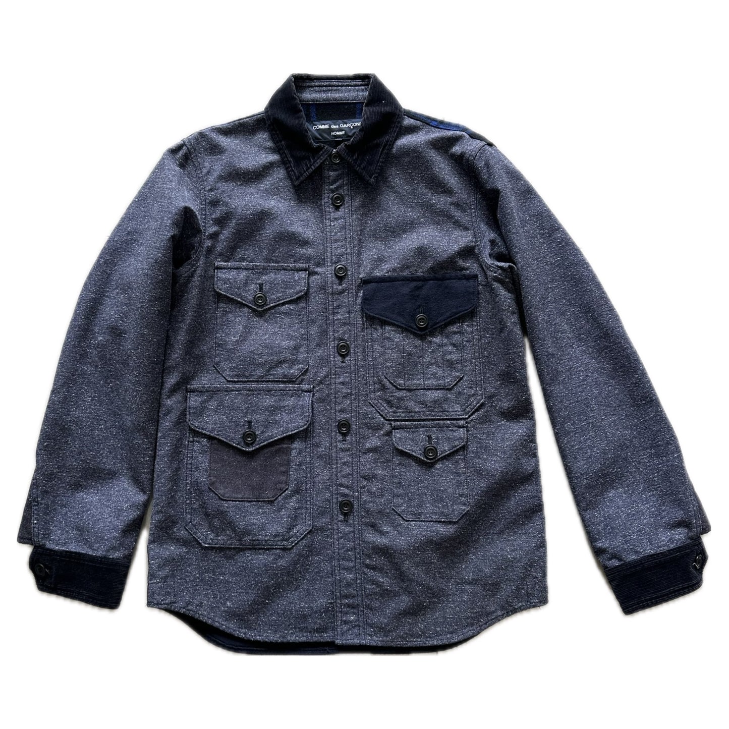 Comme Des Garcons HOMME AD2014 Navy Wool Patch Trucker Shacket