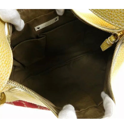 Celine Monogram Red/Yellow Canvas Leather Handbag