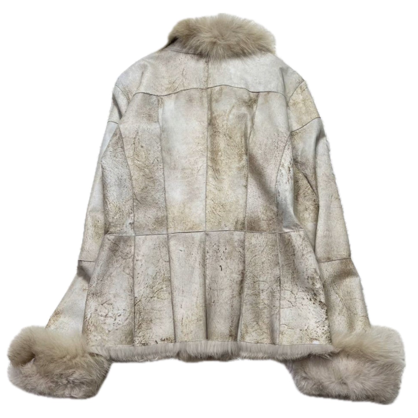 Marella Sport Rabbit Fur Trim Leather Jacket