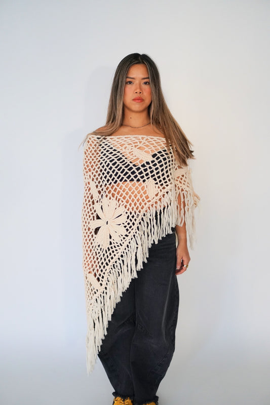 Roberto Cavalli Crochet Floral Poncho