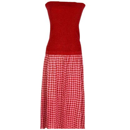 Kenzo Pink Red Stripe Over Shoulde Knit Top Dress/Skirt Set