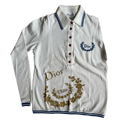 Christian Dior Logo Long Sleeve Polo
