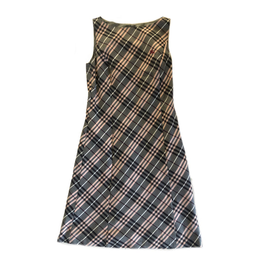 Burberry Blue Label Pink/Grey Nova Check A Line Dress Dress