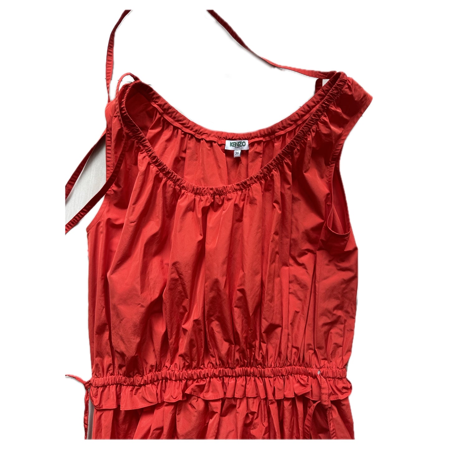 Kenzo Multi Tie Scoop Neck Sless Red Midi dress