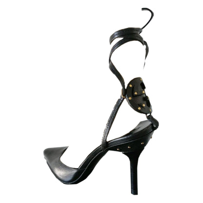 Gucci Leather Lace Up Logo Heels