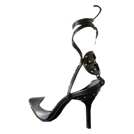 Gucci Leather Lace Up Logo Heels