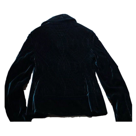 Gucci Velvet Quilted Embroidered LS Mock Neck Jacket