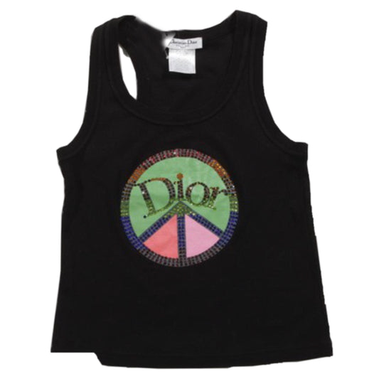 Christian Dior Peace Rhinestone Logo Tank Top
