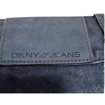 DKNY Leather Distressed Wash Mini Skirt