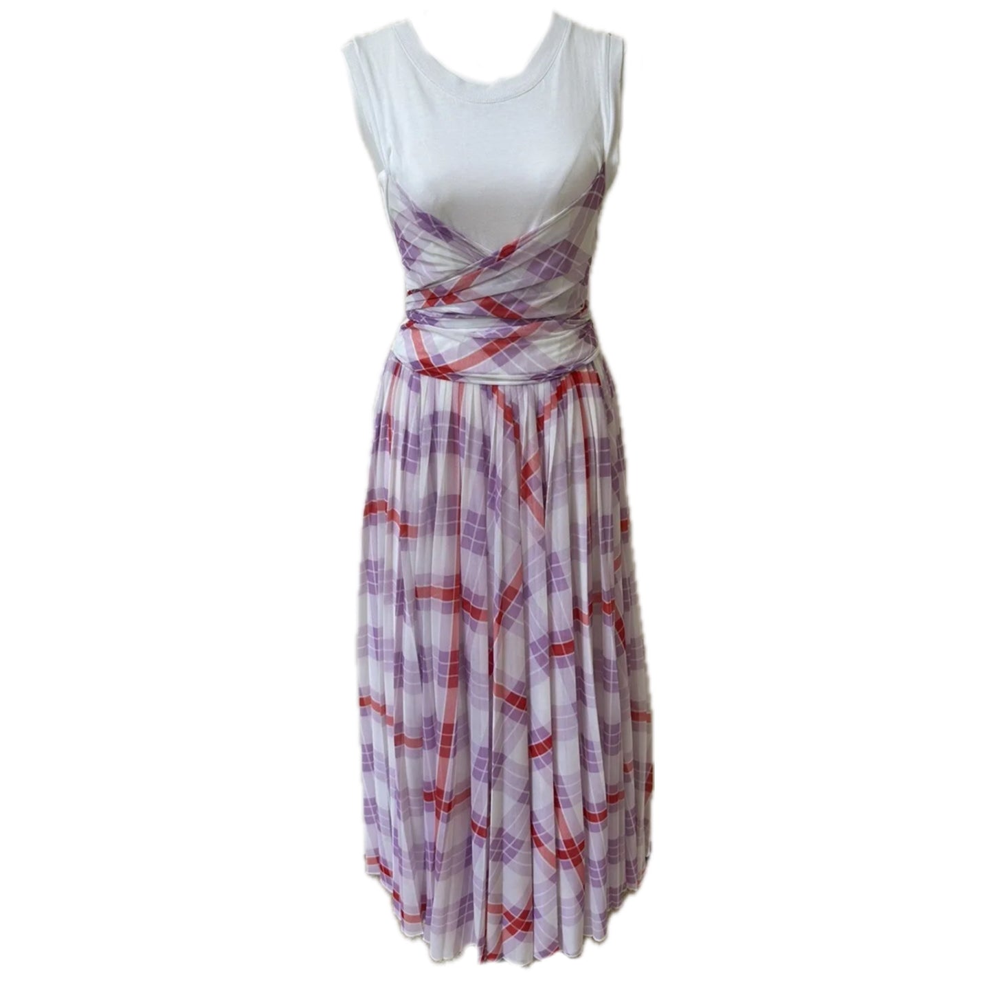 Sportmax Code Cotton Tartan Wrap Tank Sless Dress