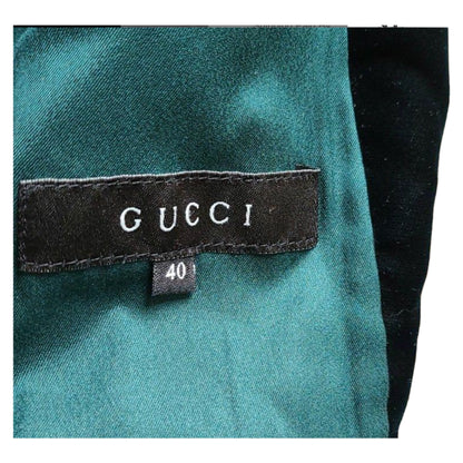 Gucci Velvet Quilted Embroidered LS Mock Neck Jacket