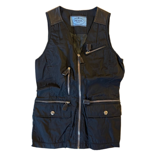 Prada Nylon Leather Zip Vest