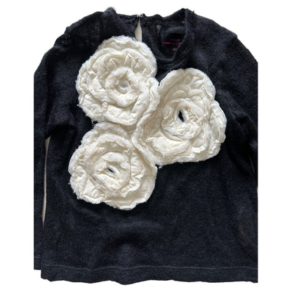Tricot Comme Des Garcons AD2016 Mohair Blend Flower Applique LS Knit Top