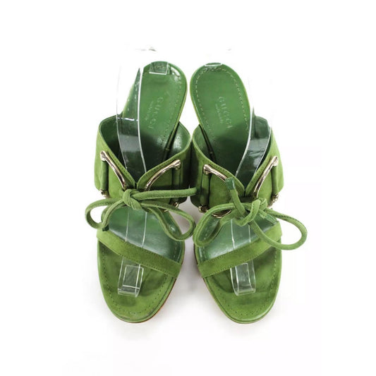 Gucci Suede Horsebit Lace Up Sandals