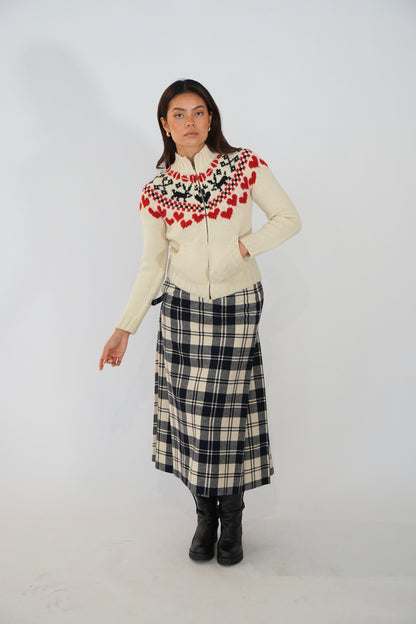 Comme des garçons pleated midi wool skirt w buckles