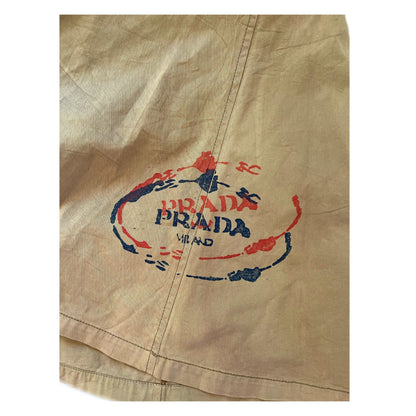 Prada Twill Paint Logo Circle Midi Skirt