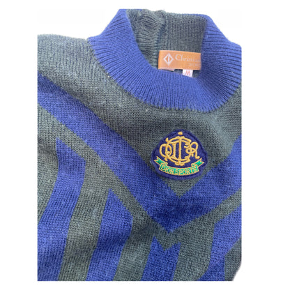 Christian Dior Sports Stripe Crest Logo Mock Neck Knit Jumper