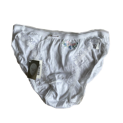 Christian Dior Cotton Lace Logo Embroidered Underwear