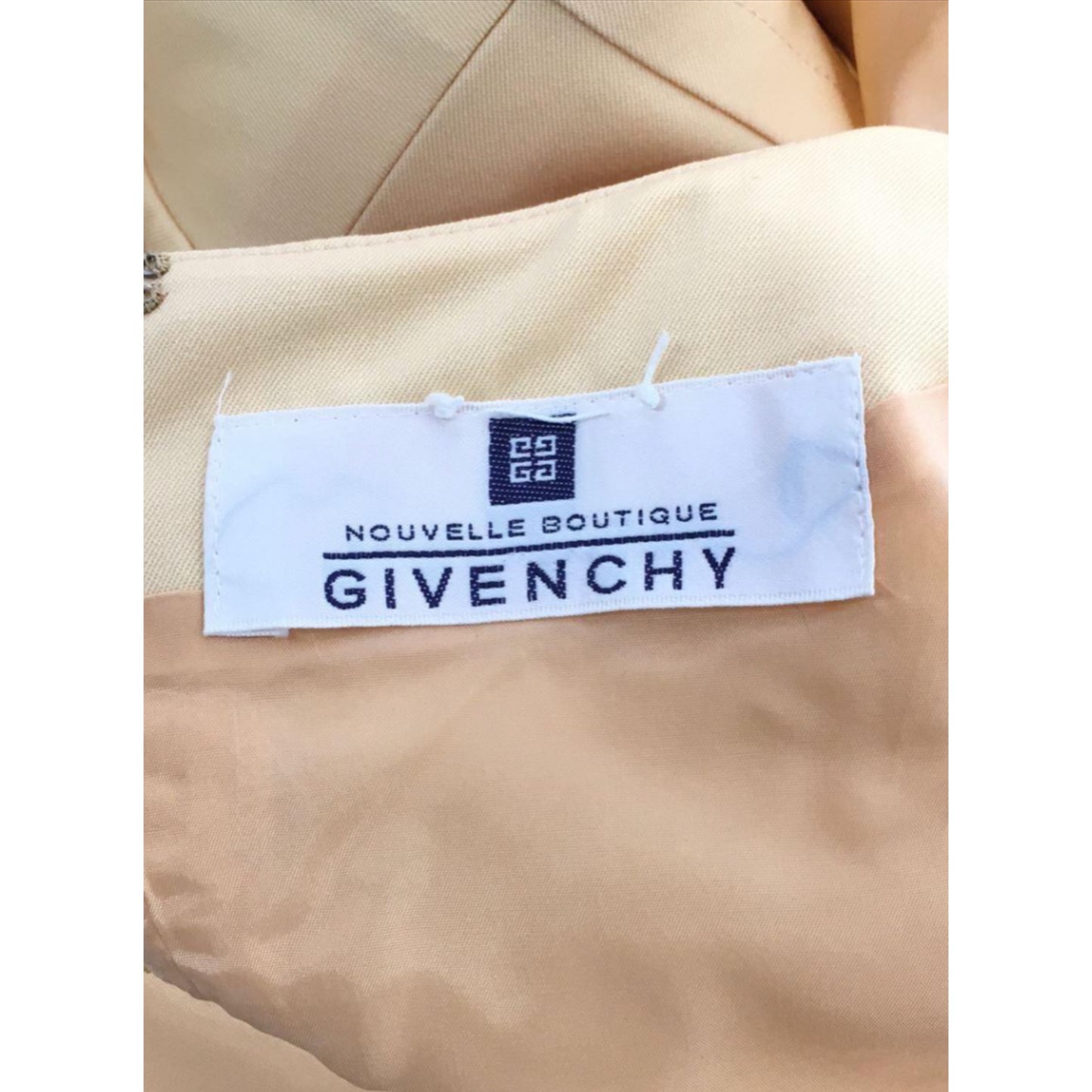 Givenchy Boutique Shoulder Pad Gold Button Drop Hem Pleat Skirt LS Blazer Dress