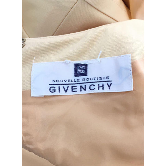 Givenchy Boutique Shoulder Pad Gold Button Drop Hem Pleat Skirt LS Blazer Dress
