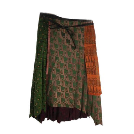 Jean Paul Gaultier Tile Print Mosaic Pleated Patchwork Wrap Skirt