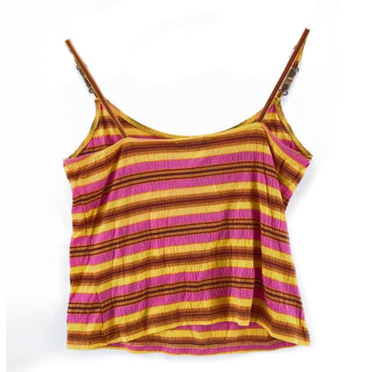 Celine Horizontal Stripe Cami w Logo Buckle Straps