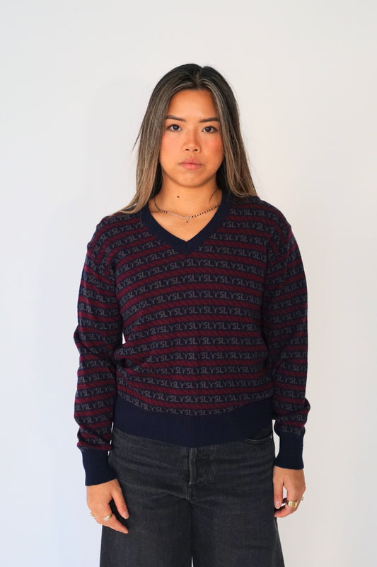 Yves Saint Laurent Logo V Neck Jumper
