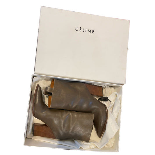 Celine Taupe Calf Point Booties