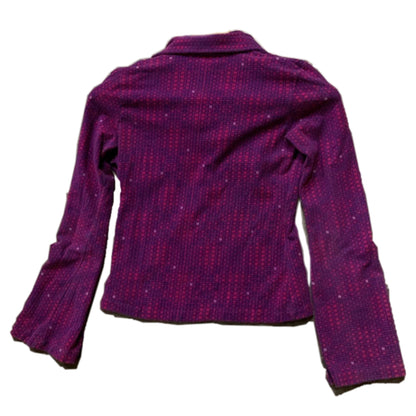 Fendi Checkered LS Logo Pussy Bowtie Top