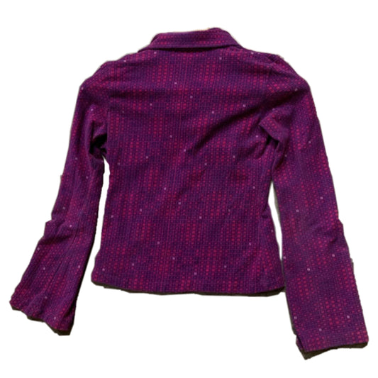 Fendi Checkered LS Logo Pussy Bowtie Top