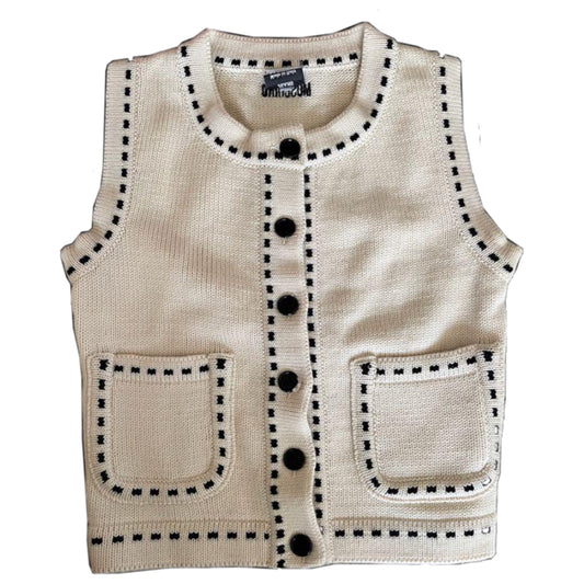 Moschino Jeans Contrast Stitch Knit Button Down Vest