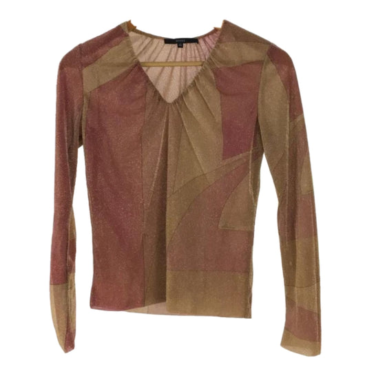 Gucci Glitter Sheer Abstract V Neck Lurex LS Top