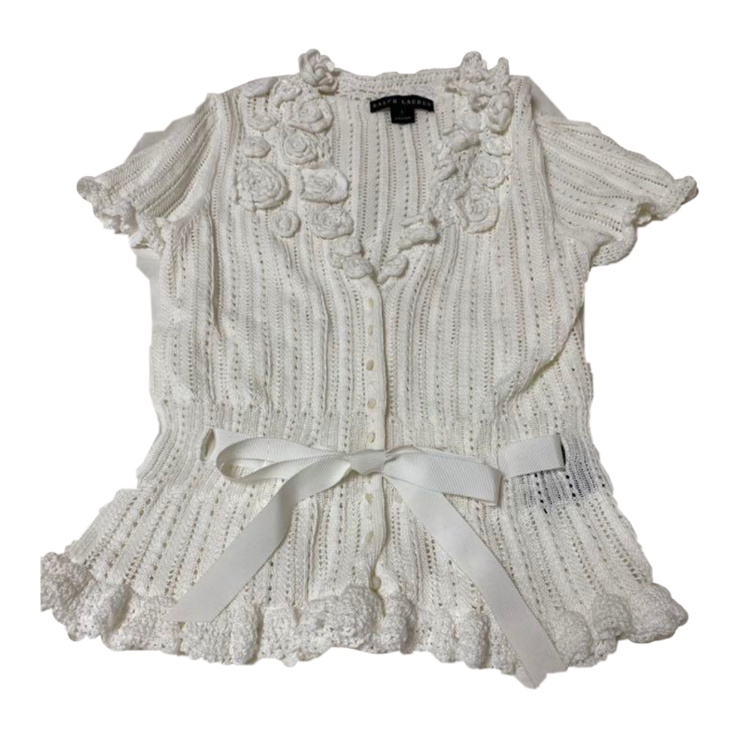 Ralph Laurent Floral SS Crotchet Lace Cardigan
