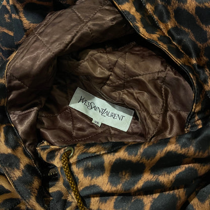 Yves Saint Laurent Leopard Quilted Button Parka Coat