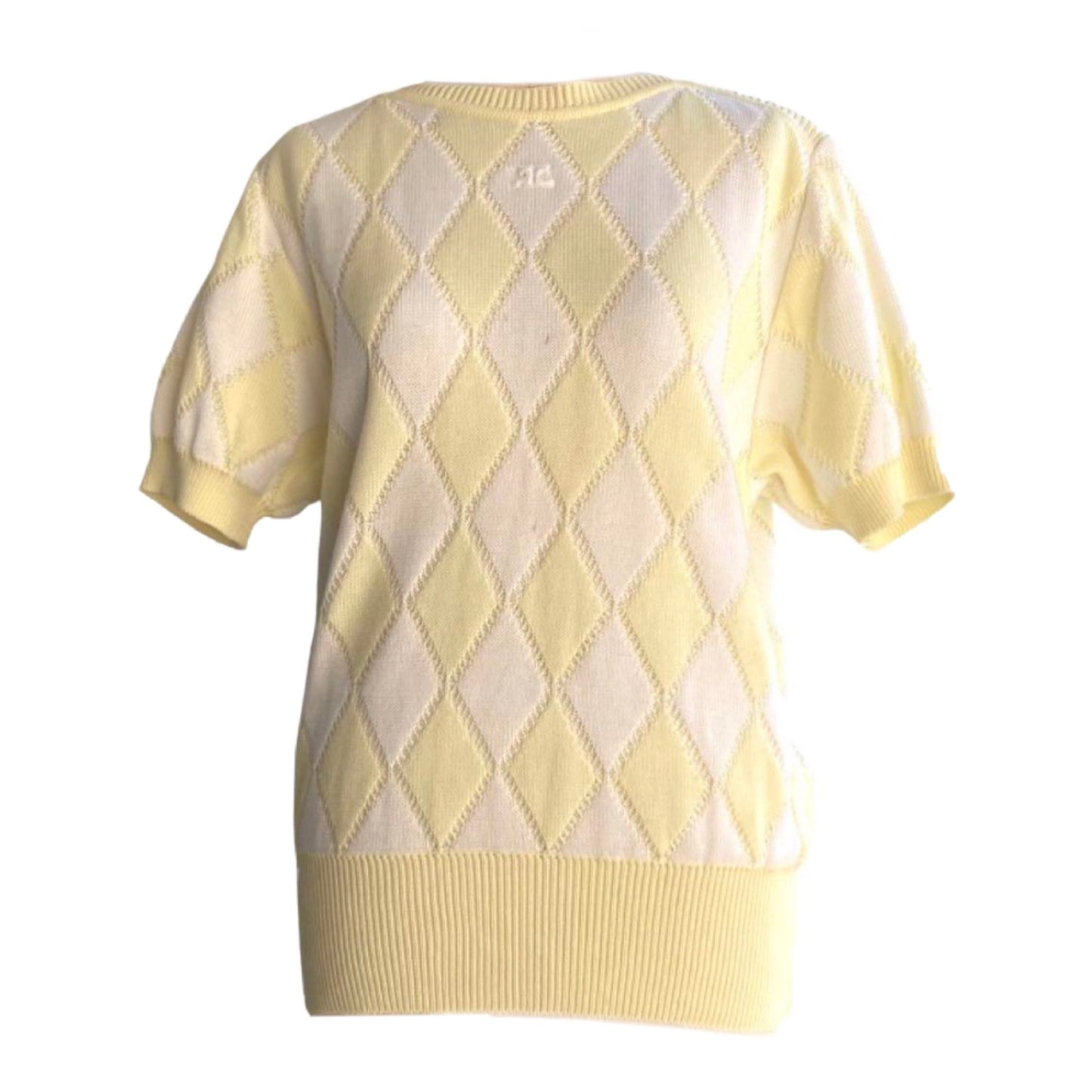 Courreges Argyle Boat Neck SS Top