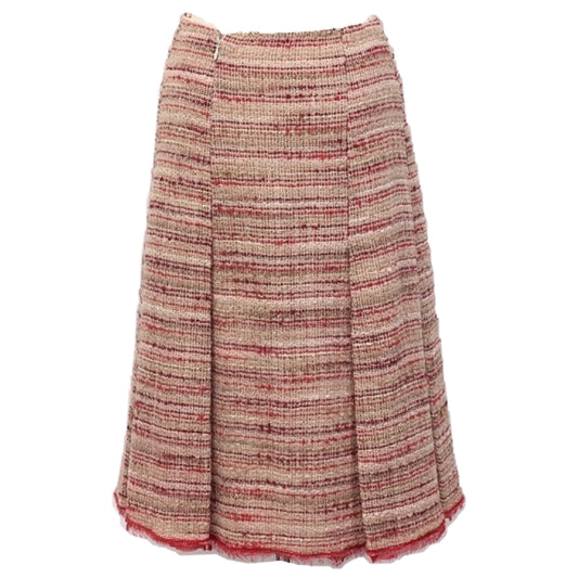 Prada Tweed Pleated Midi Skirt