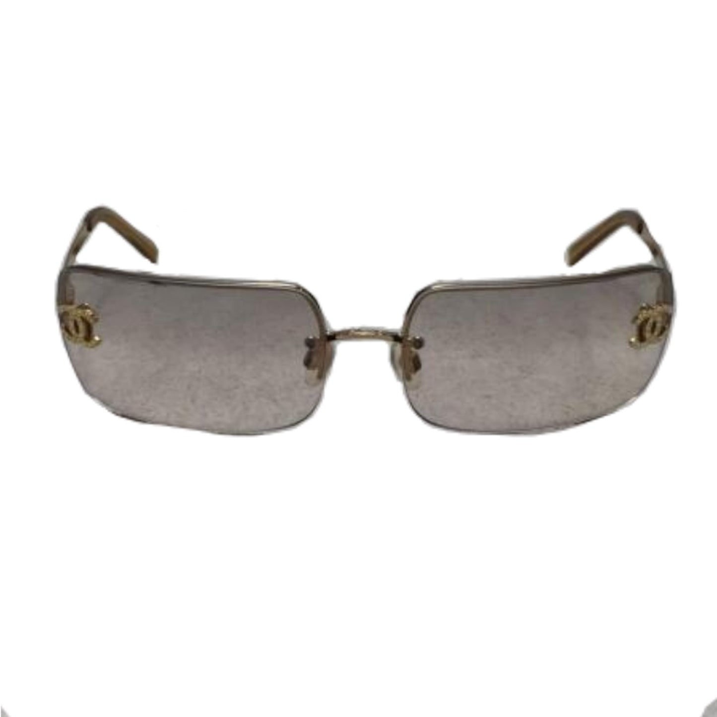 Chanel Rhinestone CC Logo Rose Gold Sunglasses